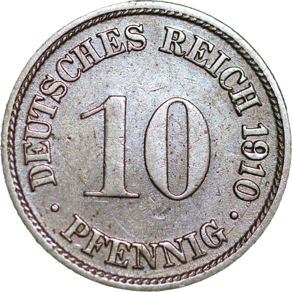 10 Pfennigs – Wilhelm II Type 2 Small Shield 1910 Muldenhütten | Coinantiquariat